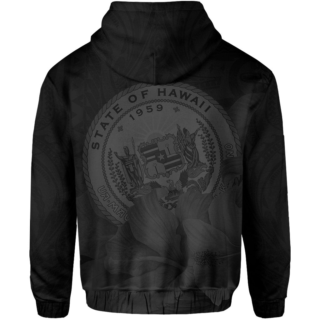 Tropic Hibiscus Seal of Hawaii Hoodie Gray - Polynesian Pride