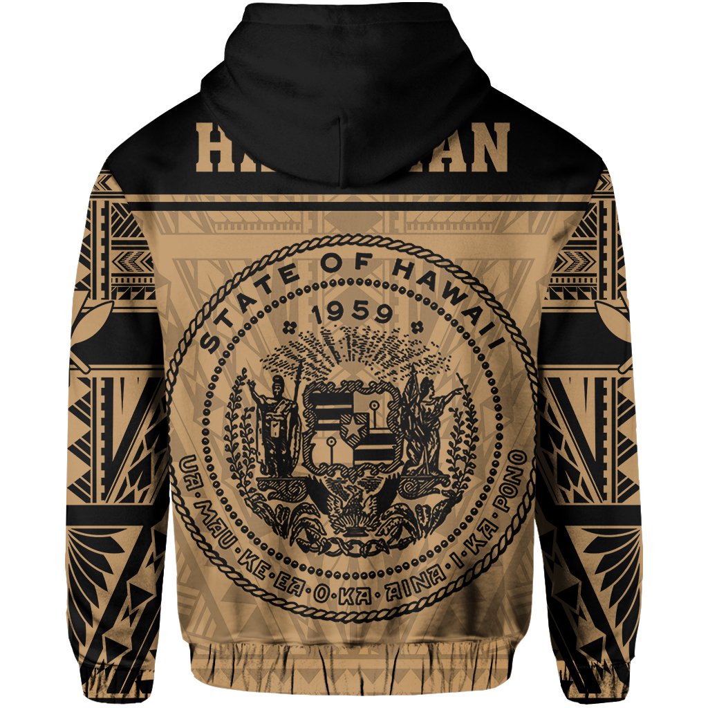 Polynesian Seal of Hawaii Hoodie Gold NRP Style - Polynesian Pride