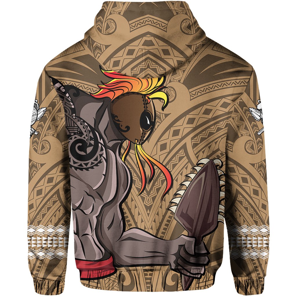 Polynesian Islands Warrior Kakau Hawaii Zip Hoodie Gold - Polynesian Pride