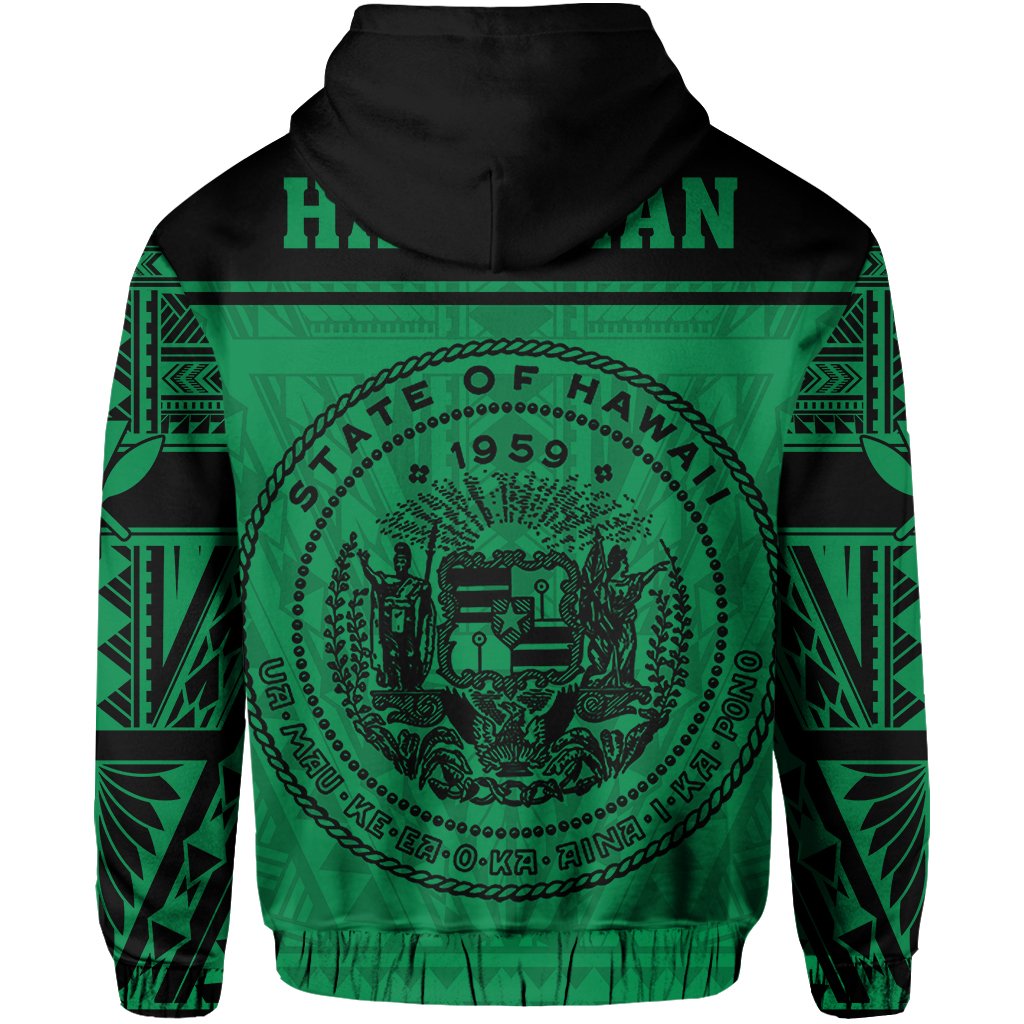 Polynesian Seal of Hawaii Hoodie Green NRP Style - Polynesian Pride