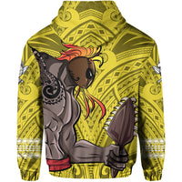 Polynesian Islands Warrior Kakau Hawaii Zip Hoodie Yellow - Polynesian Pride