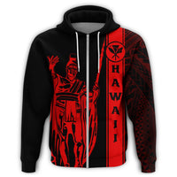 Kanaka Map King Red Zipper Hoodie Edgar Style - Polynesian Pride