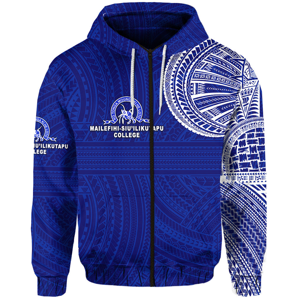 Tonga Mailefihi Siuilikutapu College Zip Hoodie Simple Style LT8 Unisex Blue - Polynesian Pride