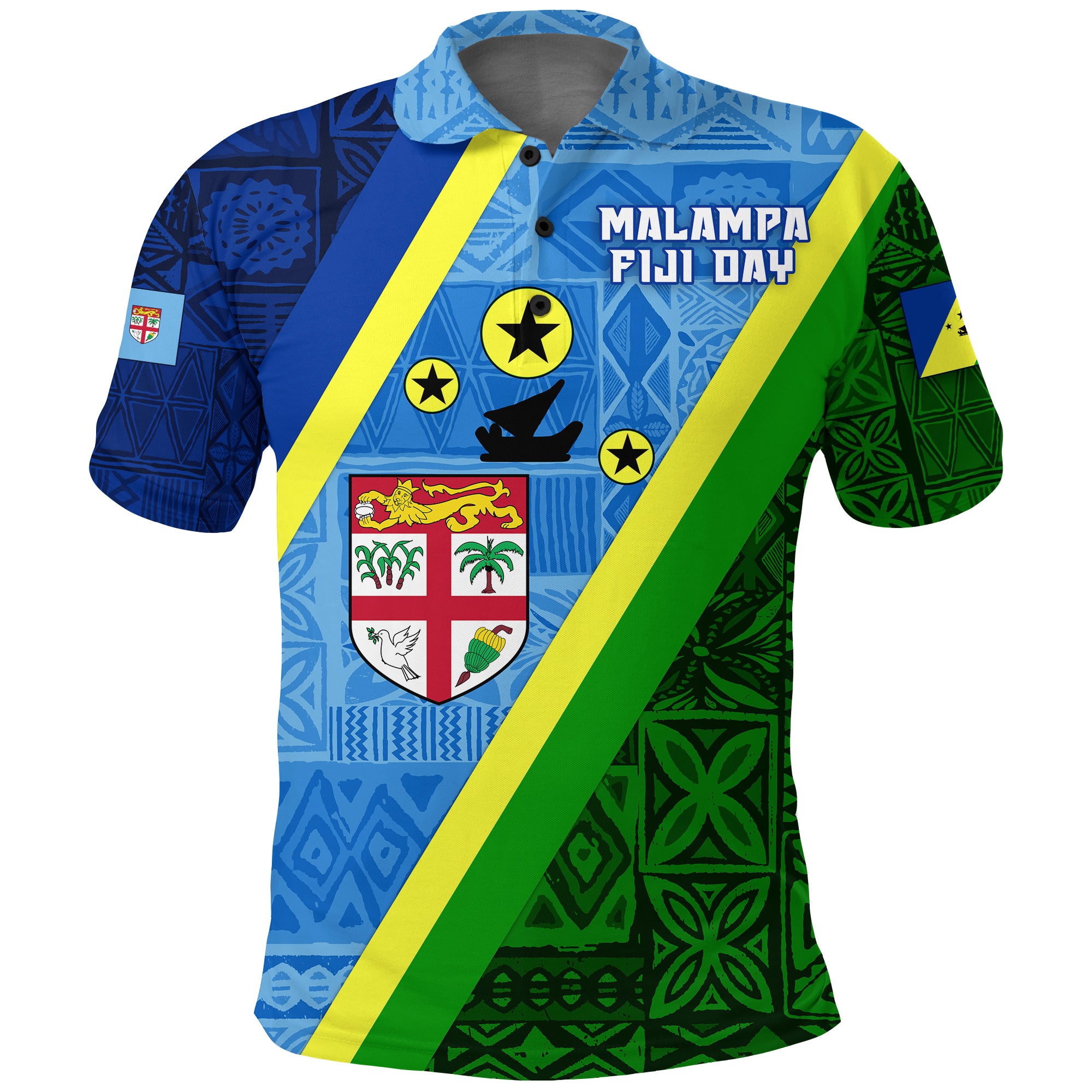 Vanuatu Malampa Fiji Day Polo Shirt Combine Flag Design LT4 Unisex Black - Polynesian Pride