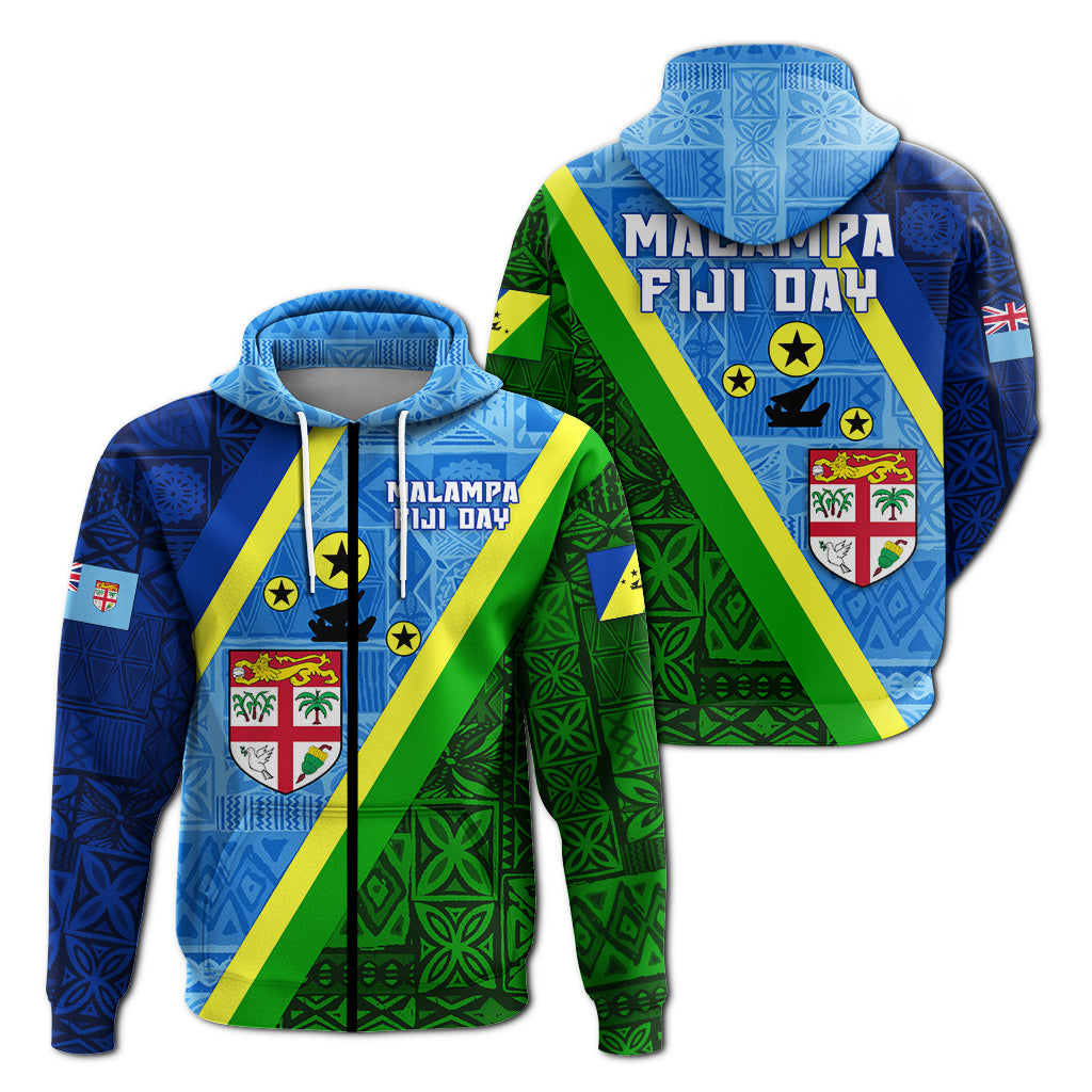 Vanuatu Malampa Fiji Day Zip Hoodie Combine Flag Design LT4 Unisex Blue - Polynesian Pride