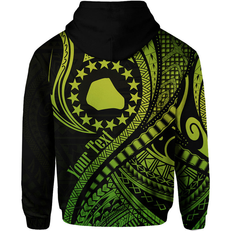 Custom Mangaia Cook Islands Hoodie Green Polynesian Wave Style LT9 - Polynesian Pride