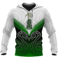 New Zealand Green Rugby Hoodie, Maori Manaia Pullover Hoodie Unisex Green - Polynesian Pride