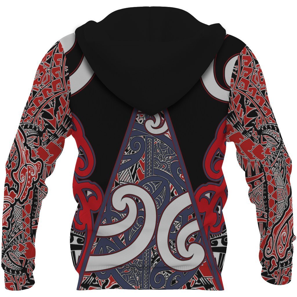 Maori Rugby Zip Hoodie Mangu - Polynesian Pride