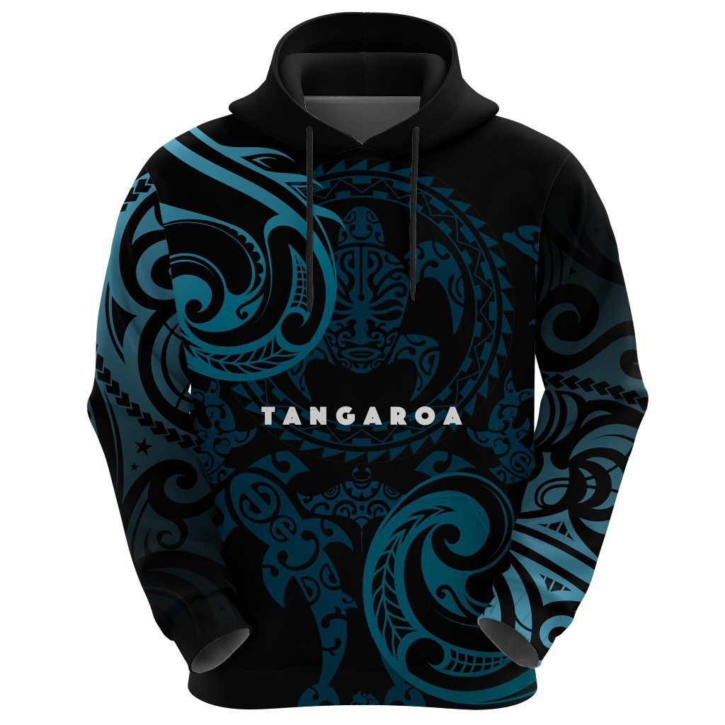 Maori Tangaroa Zip Hoodie Blue Unisex Blue - Polynesian Pride