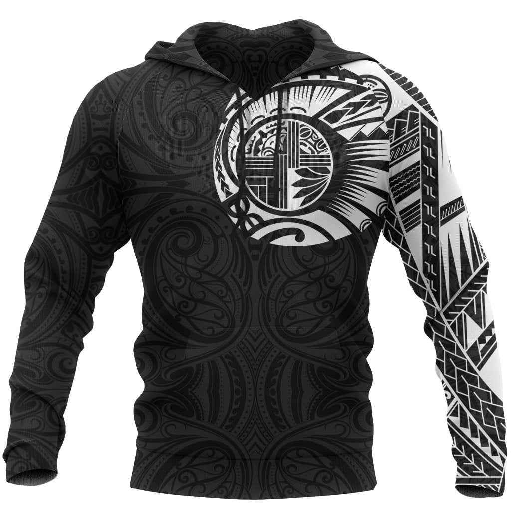 Maori Hoodie, New Zealand Tattoo All Over Print Hoodie Unisex Black - Polynesian Pride
