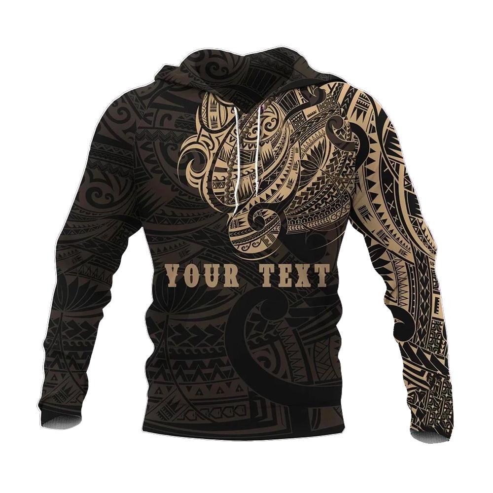 Maori Tattoo Style All Over Hoodie Golden Custom Version Unisex Gold - Polynesian Pride