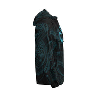Maori Tattoo Style All Over Zip Hoodie Blue Version - Polynesian Pride