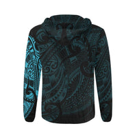 Maori Tattoo Style All Over Zip Hoodie Blue Version - Polynesian Pride