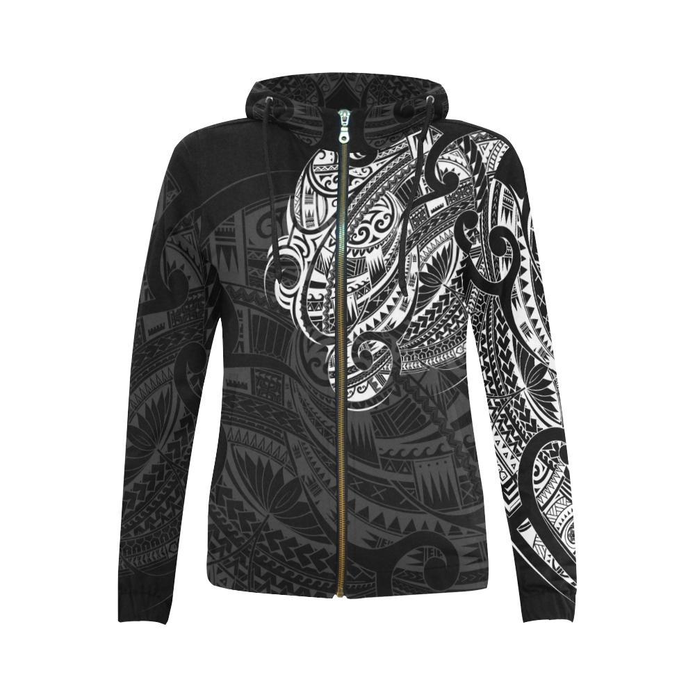 Maori Hoodie, New Zealand Maori Tattoo Zip up Hoodie - Polynesian Pride