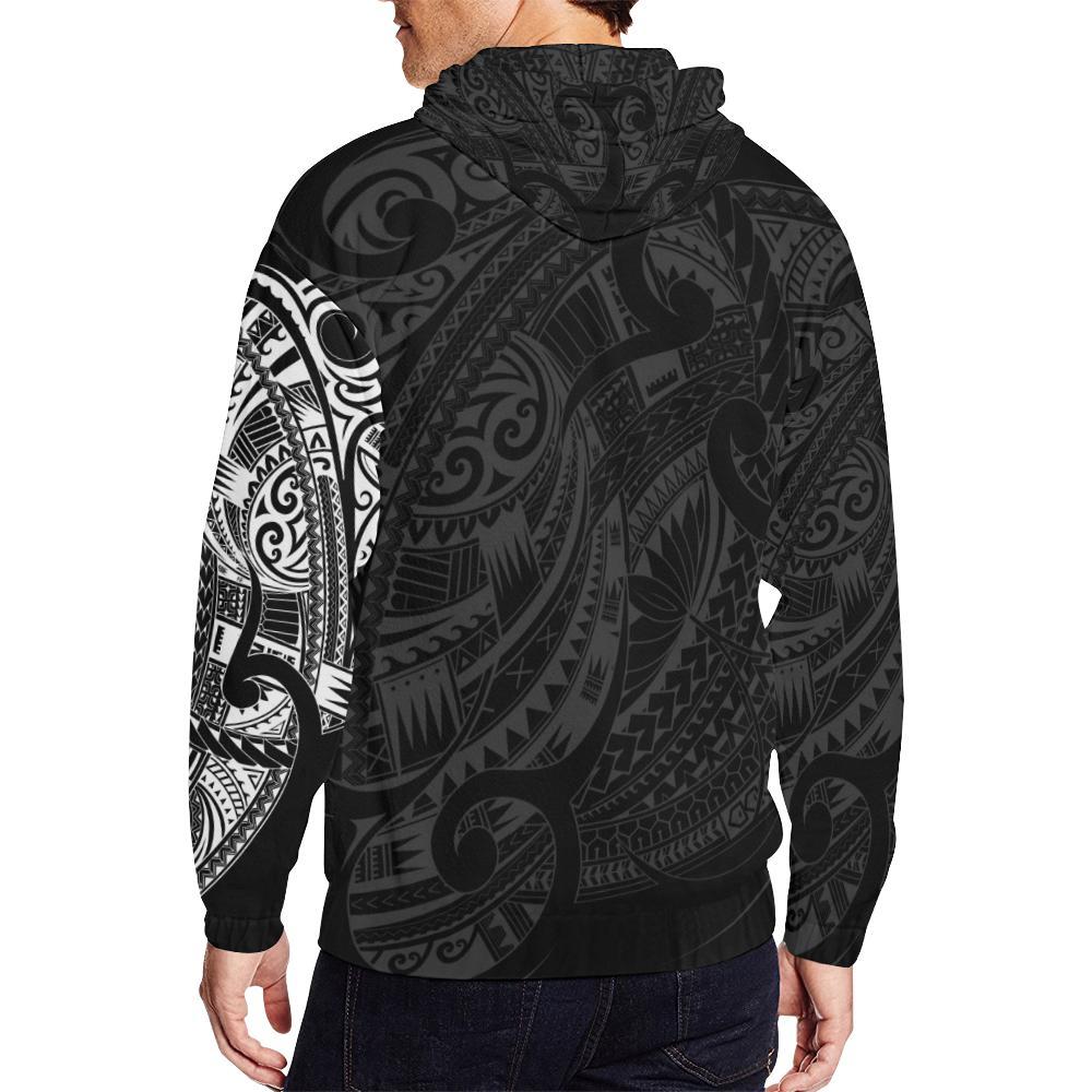 Maori Hoodie, New Zealand Maori Tattoo Zip up Hoodie - Polynesian Pride