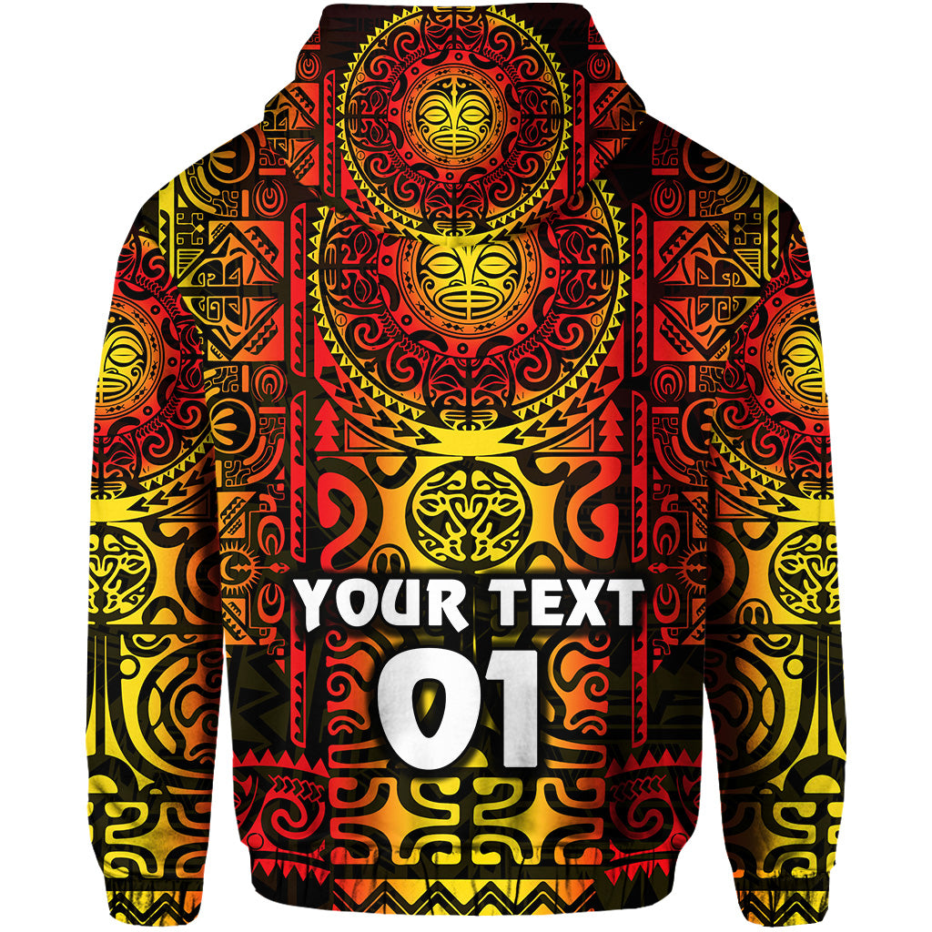 Custom Marquesas Islands Zip Hoodie Marquesan Tattoo Unique Style Gradient Red LT8 - Polynesian Pride