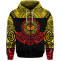 Marquesas Islands Zip Hoodie Marquesan Tattoo Simplified Version Yellow LT8 - Polynesian Pride