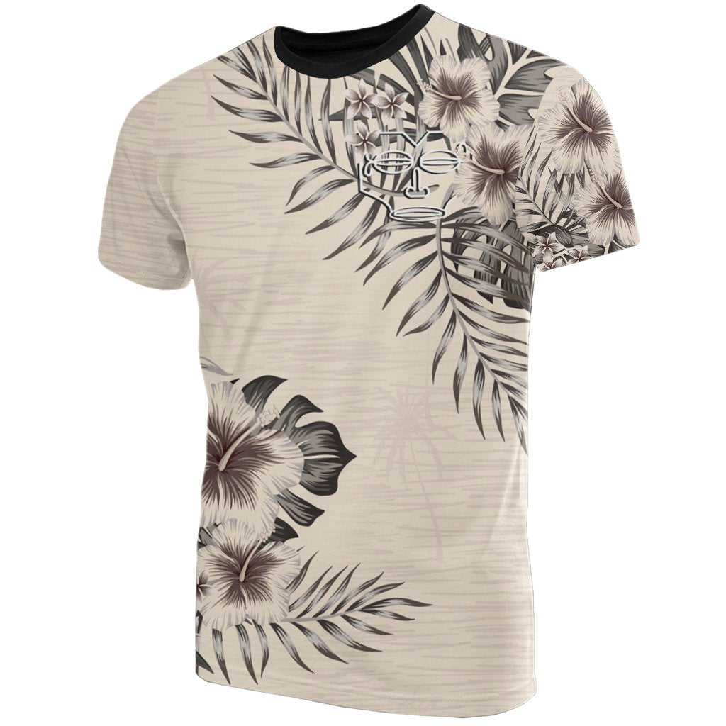 Marquesas Islands T Shirt Marquesas Islands Tiki Face Beige Hibiscus Unisex Beige - Polynesian Pride