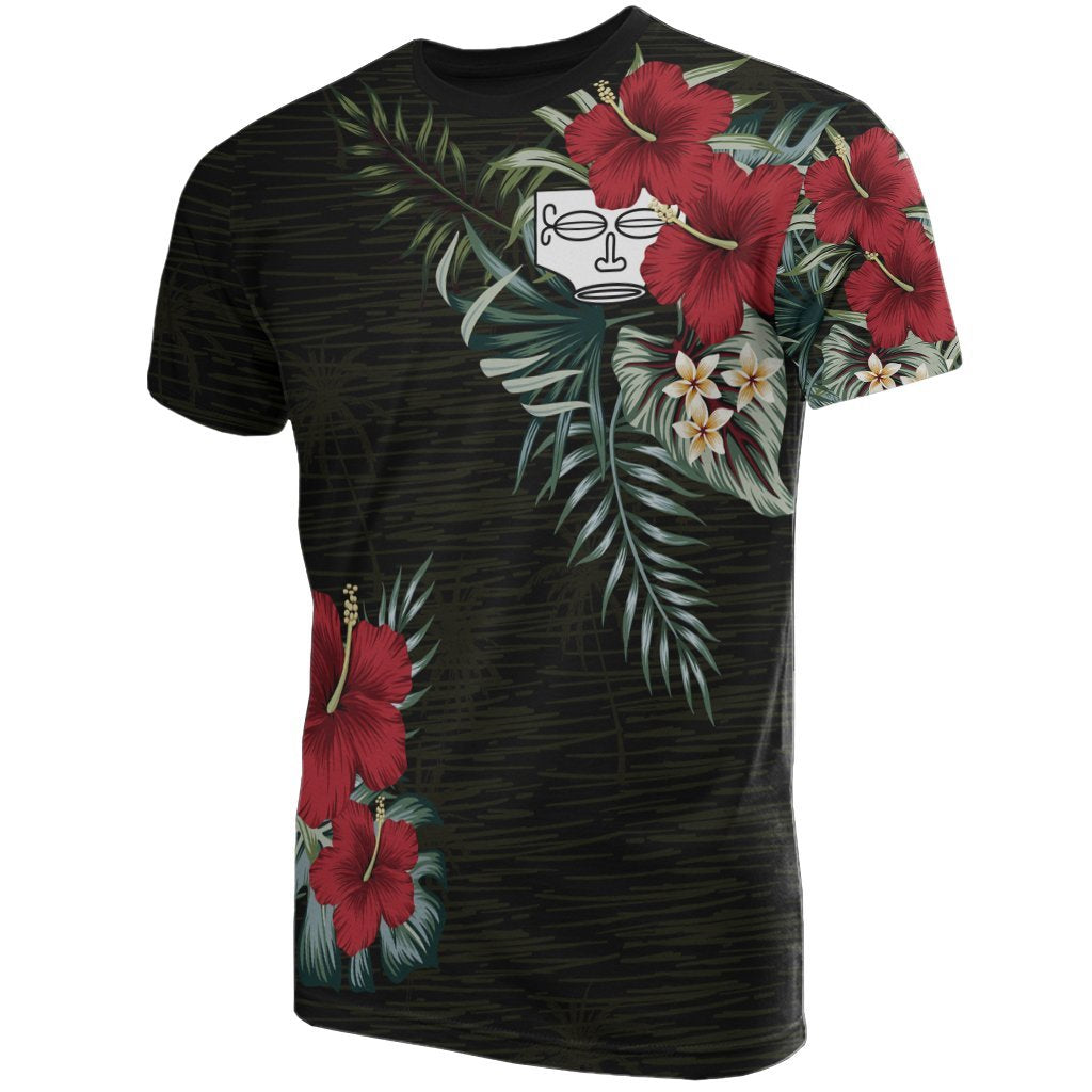 Marquesas Islands T Shirt Marquesas Islands Tiki Face Hibiscus Palm Leaves Unisex Black - Polynesian Pride