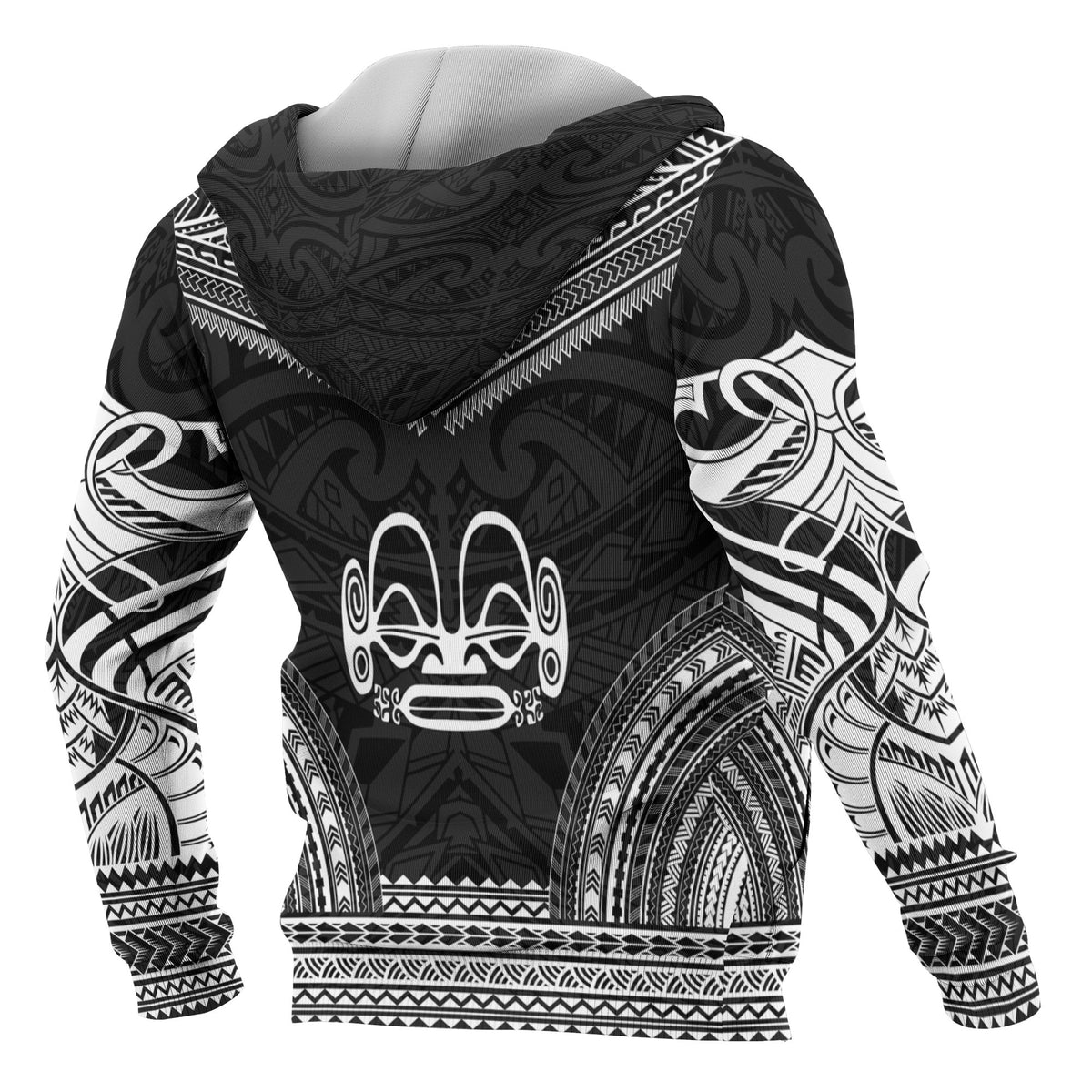 Marquesas Islands Polynesian Chief Custom Zip up Hoodie Black Version - Polynesian Pride