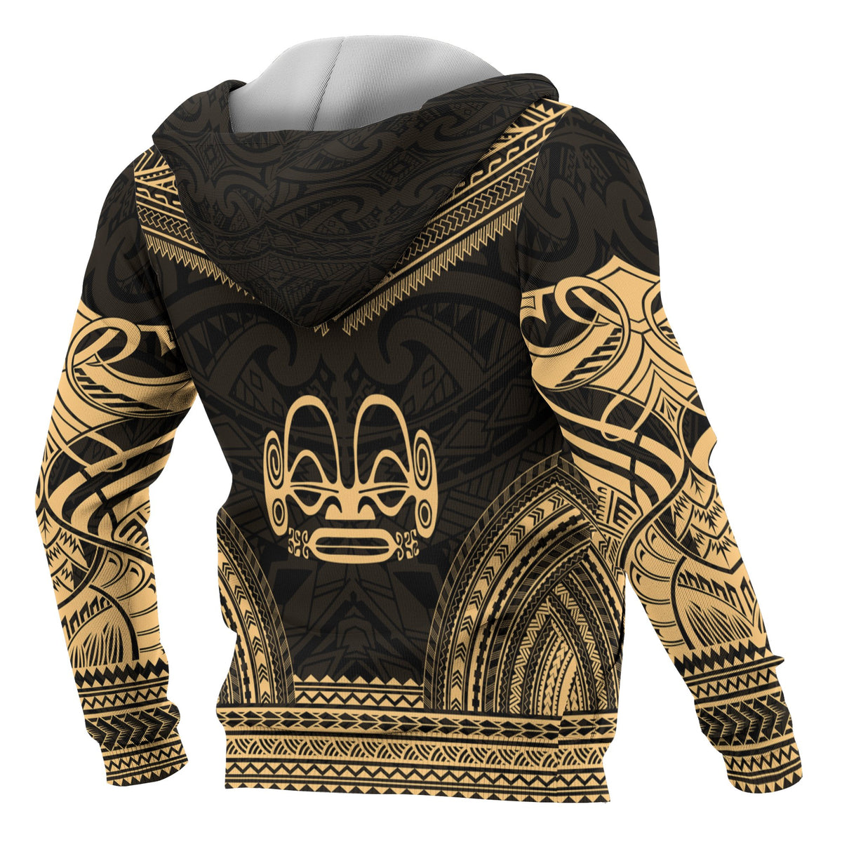 Marquesas Islands Polynesian Chief Custom Zip up Hoodie Gold Version - Polynesian Pride