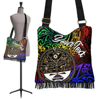 Marshall Islands Custom Personalised Boho Handbag - Rainbow Polynesian Pattern Crest - Polynesian Pride