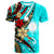 Marshall IslandsT Shirt Tribal Flower With Special Turtles Blue Color Unisex Blue - Polynesian Pride