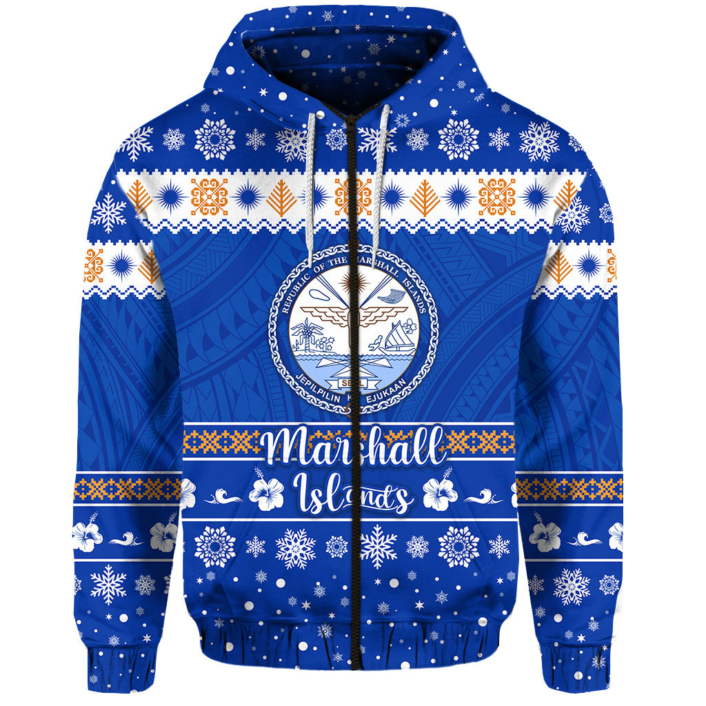 Marshall Islands Christmas Zip Hoodie Simple Style LT8 - Polynesian Pride