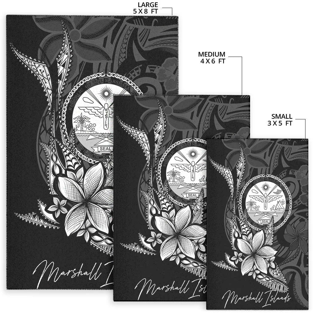 Marshall Islands Area Rug - Fish With Plumeria Flowers Style - Polynesian Pride