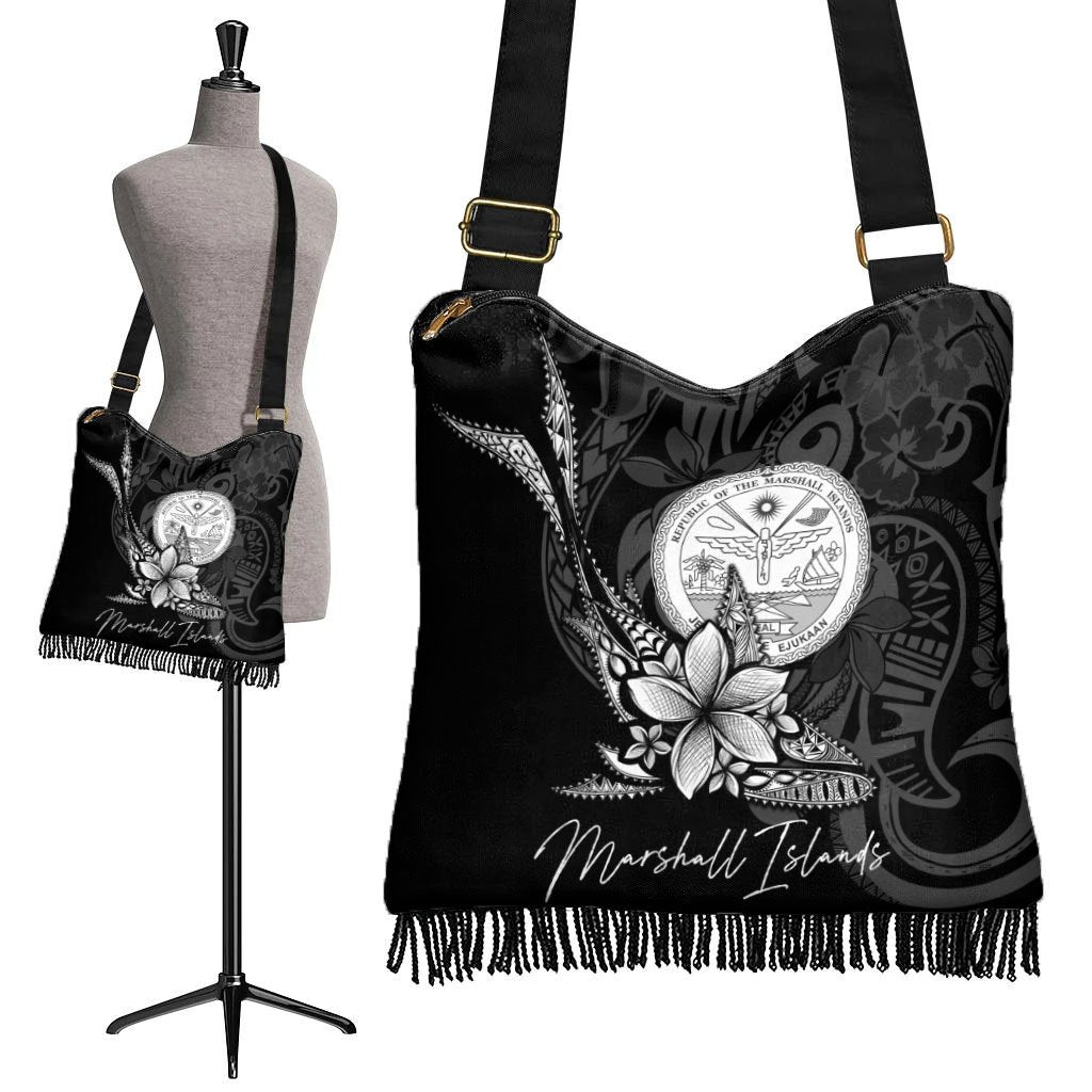 Marshall Islands Boho Handbag - Fish With Plumeria Flowers Style - Polynesian Pride