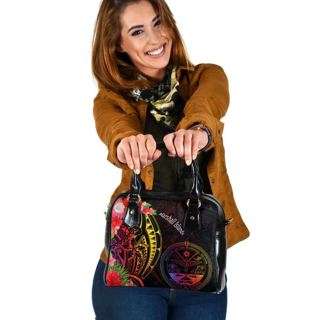 Marshall Islands Shoulder Handbag - Tropical Hippie Style One Size Black - Polynesian Pride