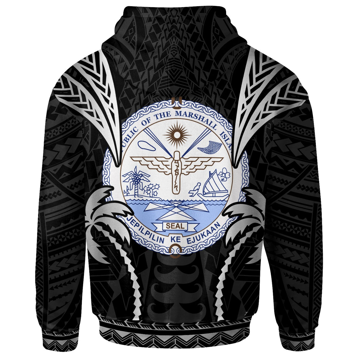 Marshall Islands Zip up Hoodie Blood Runs Through My Veins Style Black - Polynesian Pride