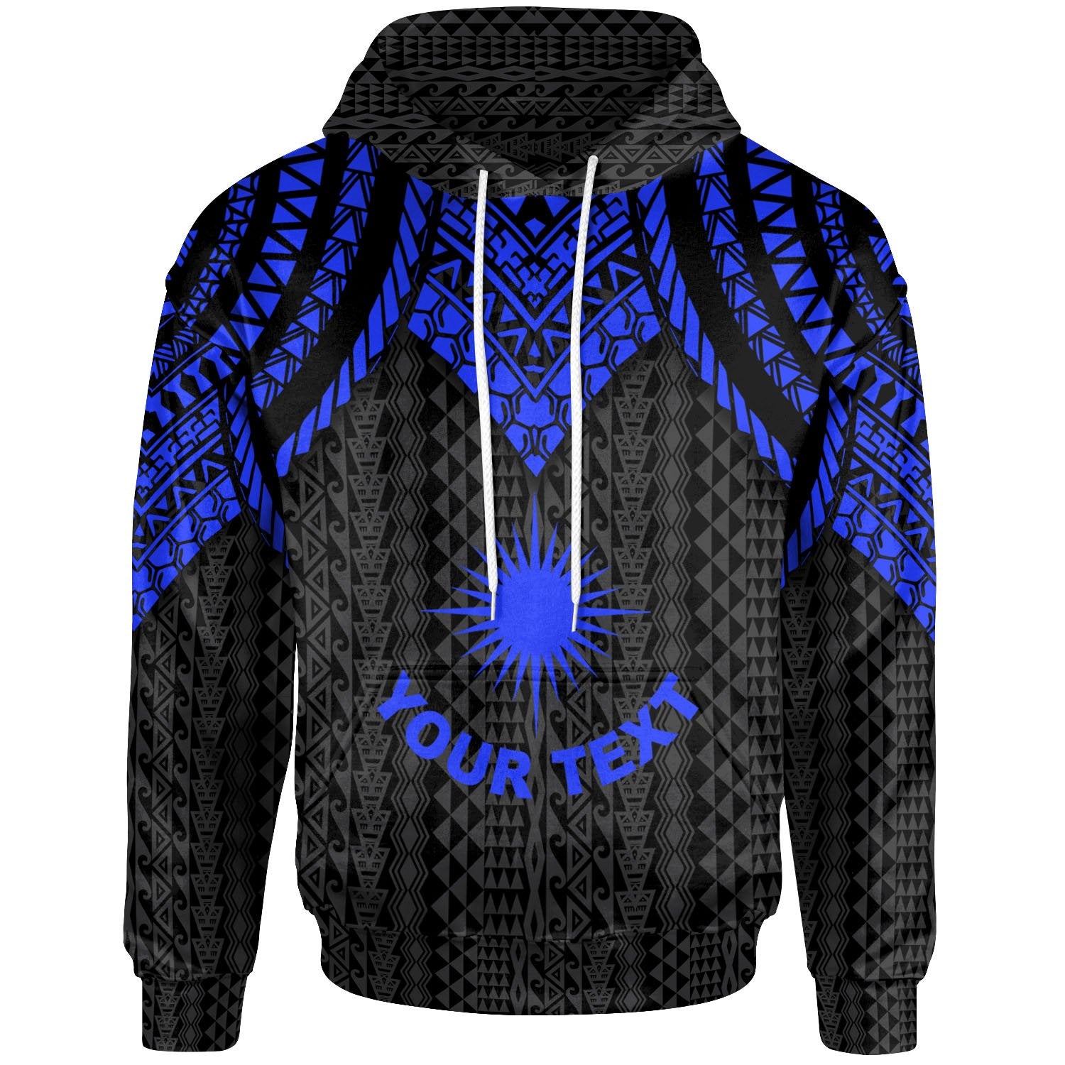 Marshall Islands Custom Hoodie Polynesian Armor Style Blue Unisex Blue - Polynesian Pride