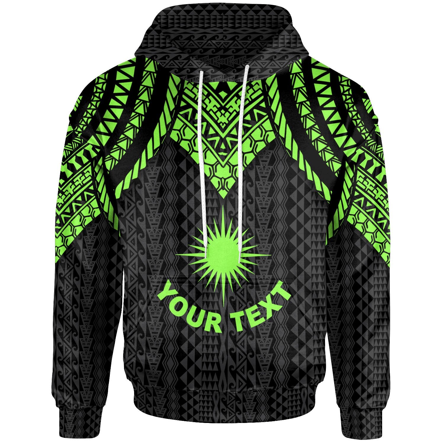 Marshall Islands Custom Hoodie Polynesian Armor Style Green Unisex Green - Polynesian Pride