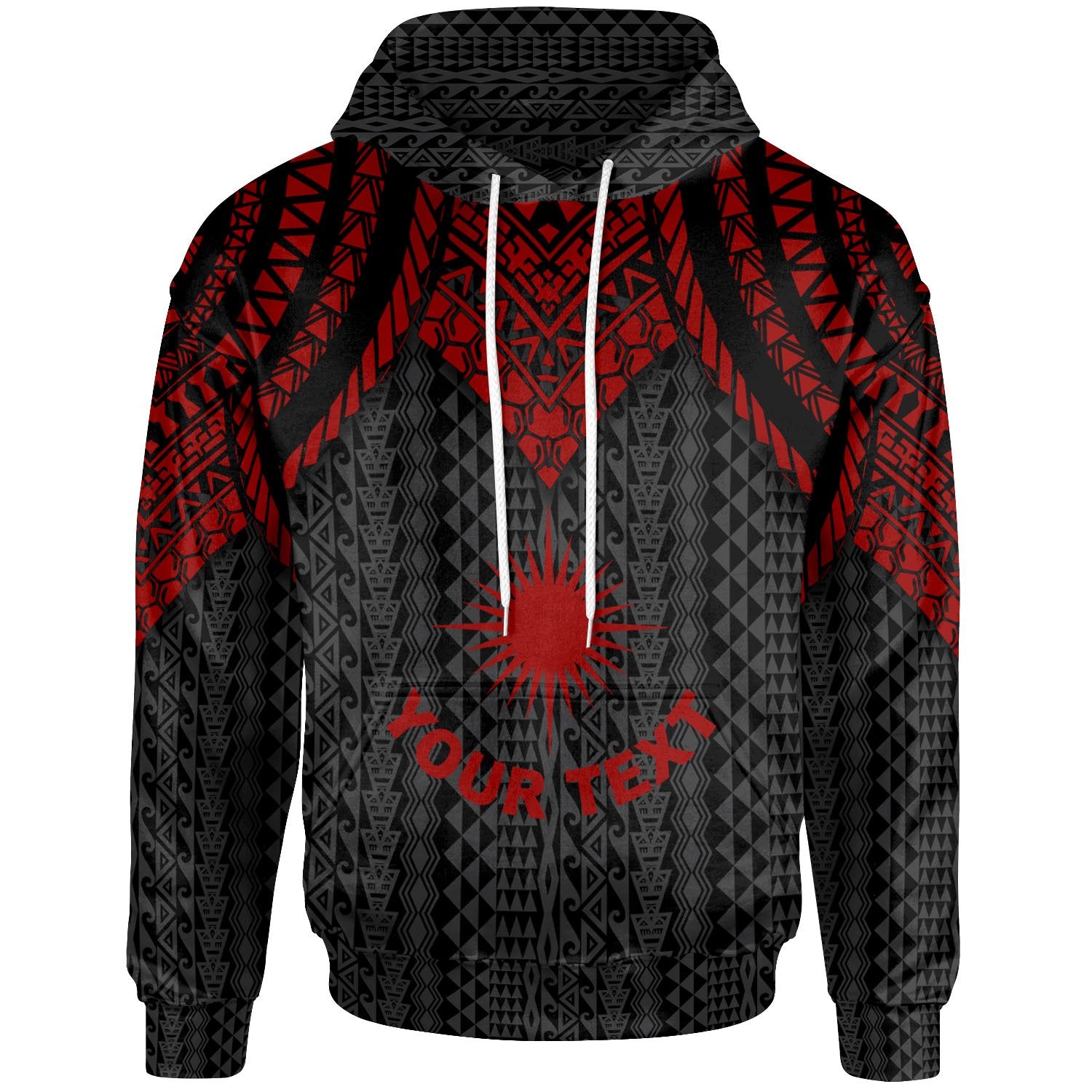 Marshall Islands Custom Hoodie Polynesian Armor Style Red Unisex Red - Polynesian Pride