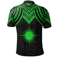 Marshall Islands Custom Polo Shirt Polynesian Armor Style Green - Polynesian Pride