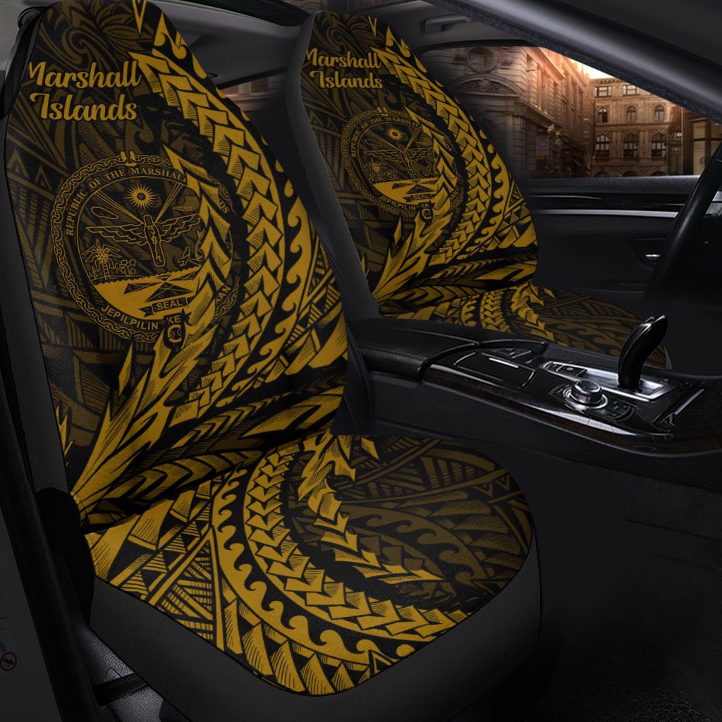 Marshall Islands Car Seat Cover - Wings Style Universal Fit Black - Polynesian Pride