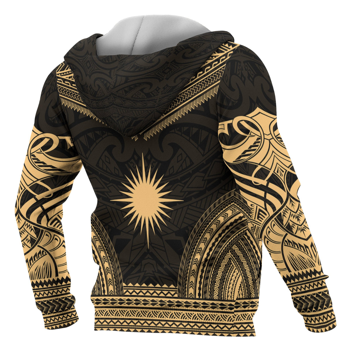 Marshall Islands Polynesian Chief Custom Zip up Hoodie Gold Version - Polynesian Pride