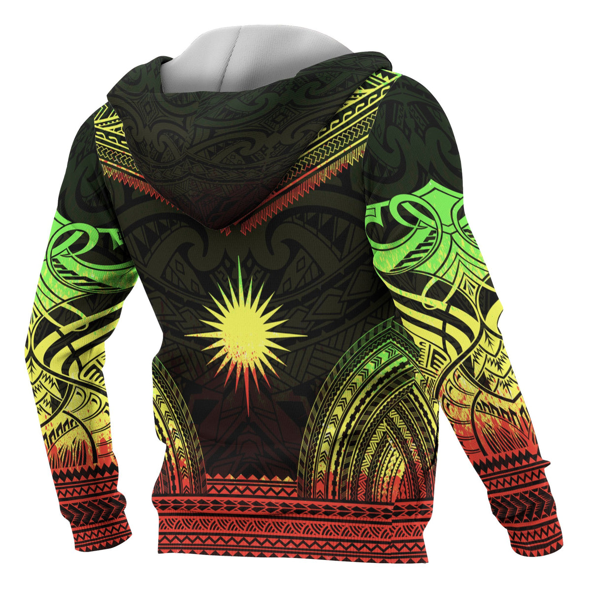 Marshall Islands Polynesian Chief Custom Zip up Hoodie Reggae Version - Polynesian Pride
