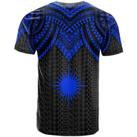 Marshall Islands T Shirt Polynesian Armor Style Blue - Polynesian Pride