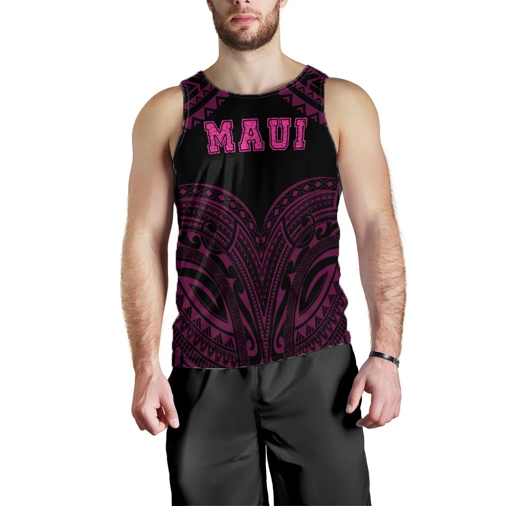 Hawaiian Kanaka Map Polynesian Maui Men's Tank Top - Pink - Brad Style - AH - Polynesian Pride