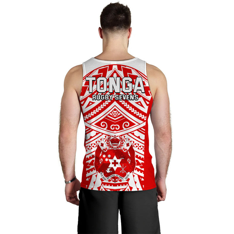 Tonga Rugby Sevens Men Tank Top Coat of Arms Tribal Polynesian Pattern LT9 - Polynesian Pride