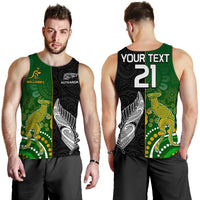 (Custom Personalised) Aotearoa Rugby All Black Combine Australia Wallabies Men Tank Top Aboriginal Kangaroo And Maori Fern LT9 - Polynesian Pride