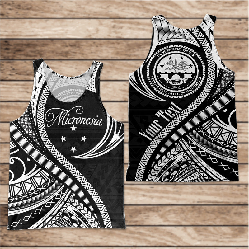 (Custom Personalised) Federated States of Micronesia Men Tank Top Black Polynesian Wave Style LT9 Black - Polynesian Pride