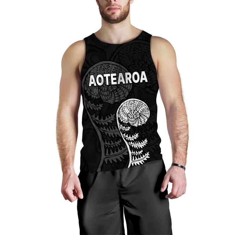 (Custom Personalised) Aotearoa Silver Fern Men Tank Top LT9 Blue - Polynesian Pride