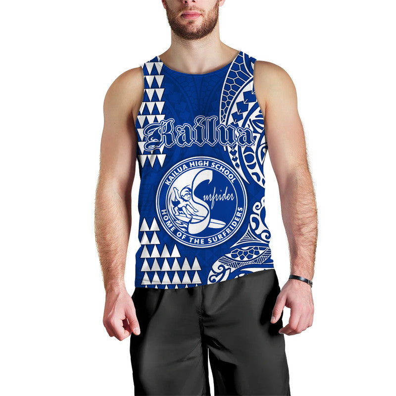 (Custom Personalised) Hawaii Kailua High School Men Tank Top Tribal Kakau LT9 Blue - Polynesian Pride