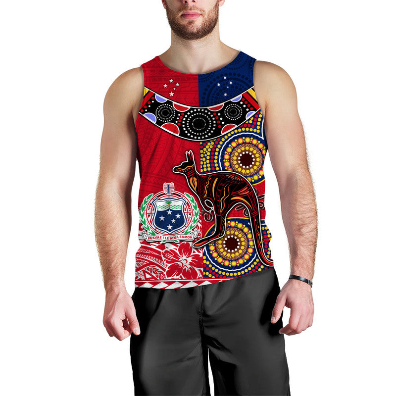 (Custom Personalised) Australia Aboriginal and Samoa Polynesian Men Tank Top Boomerang LT9 Red - Polynesian Pride