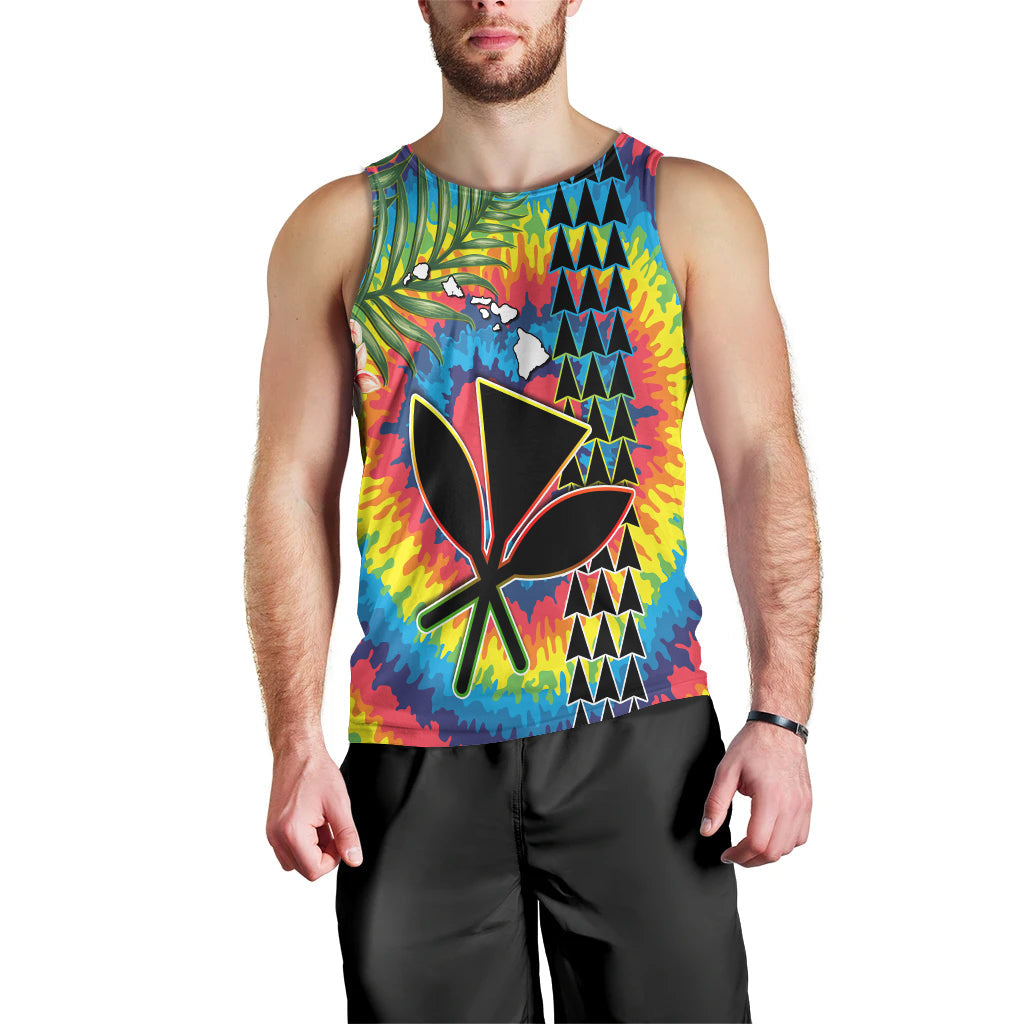 (Custom Personalised) Hawaii Rainbow Tie Dye Men Tank Top Flowers Polynesian Hawaiian Tribal LT13 Art - Polynesian Pride