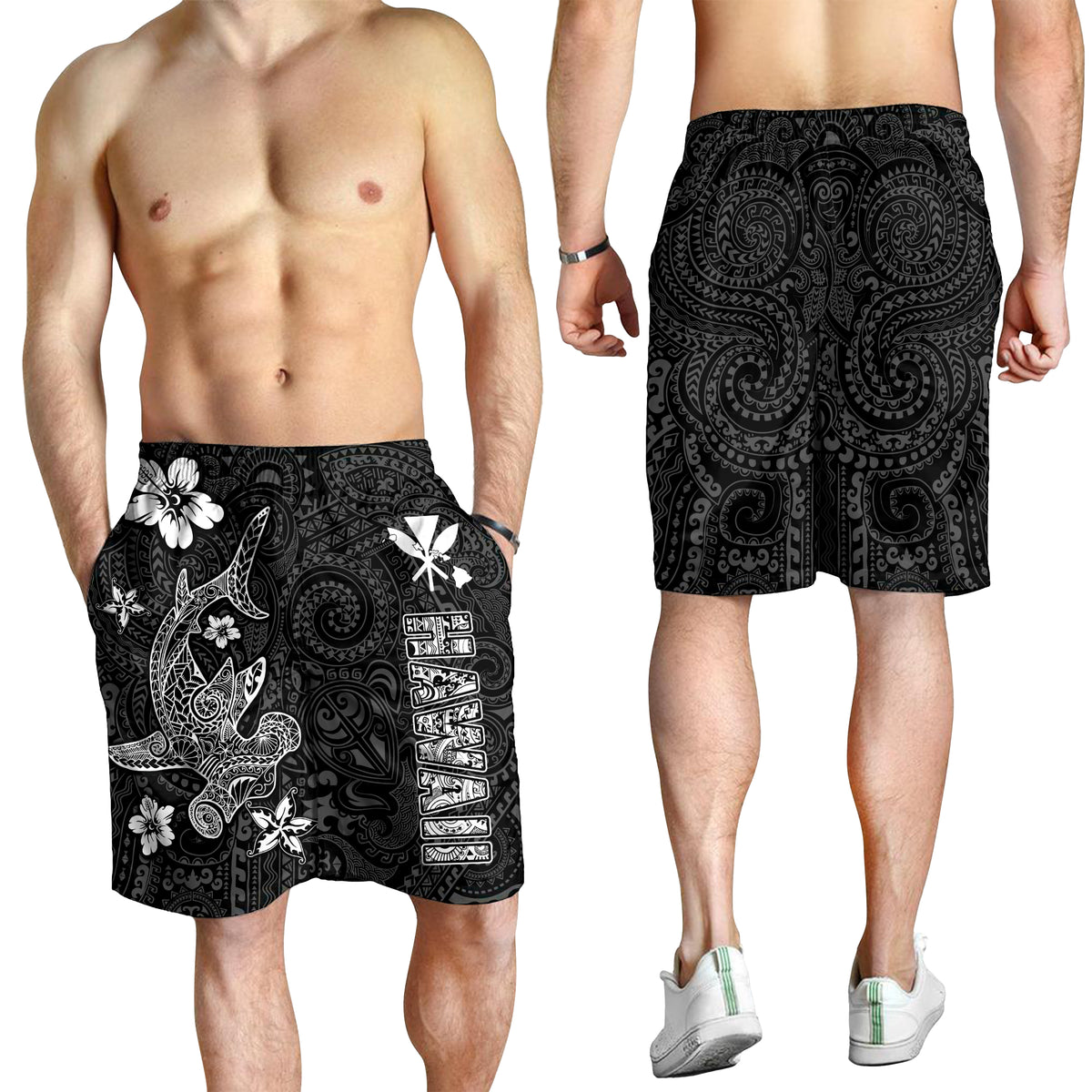 Hawaii Hammerhead Shark Hibiscus Hawaii Pattern Men Short - LT2 - Polynesian Pride