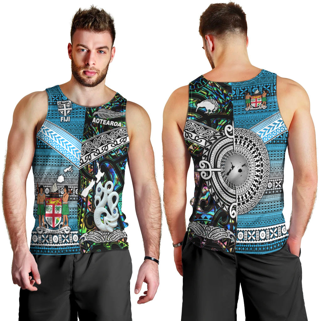 New Zealand Maori Aotearoa Fiji Tapa Together Men Tank Top - Paua Shell LT8 Green - Polynesian Pride